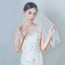 Новинка, свадебная фата, фата невесты, свадебное платье, аксессуары, белая пряжа 1,5 м, полностью ручная работа, жемчужная пряжа
