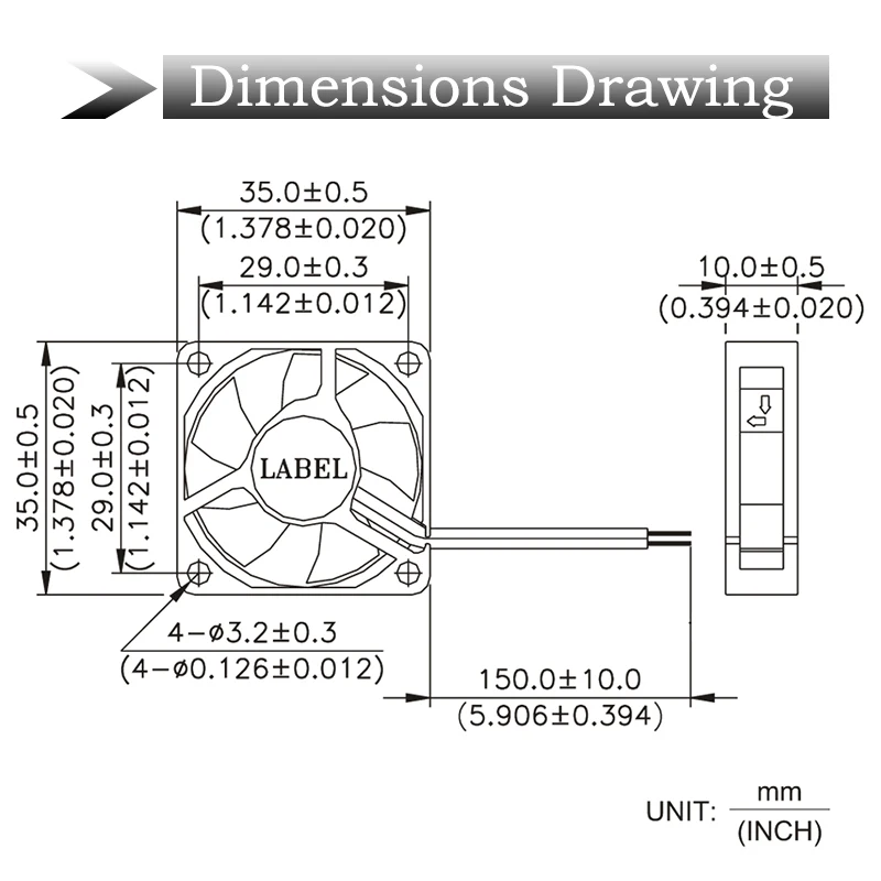 Gdstime-mini ventilador para resfriamento axial de 35mm