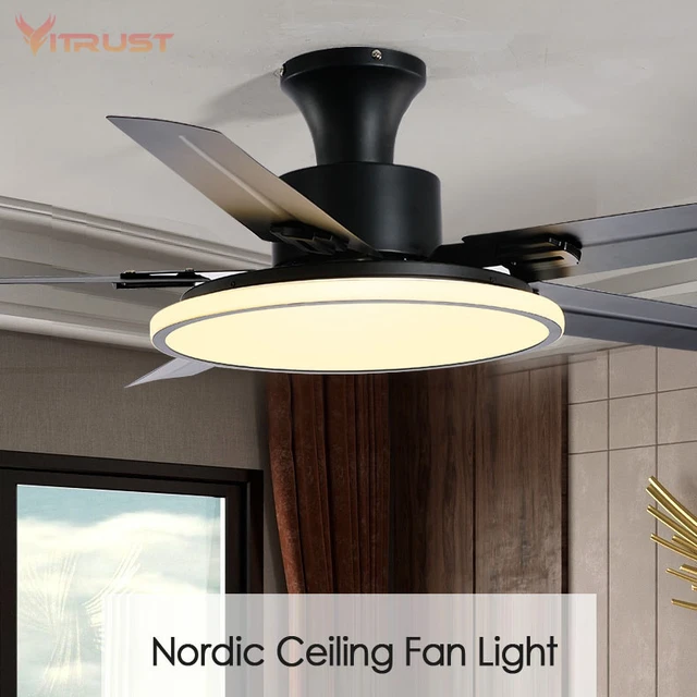 Nordic Ceiling Fan with Light Kits 46 56 inch Industrial Hang Fan with Control
