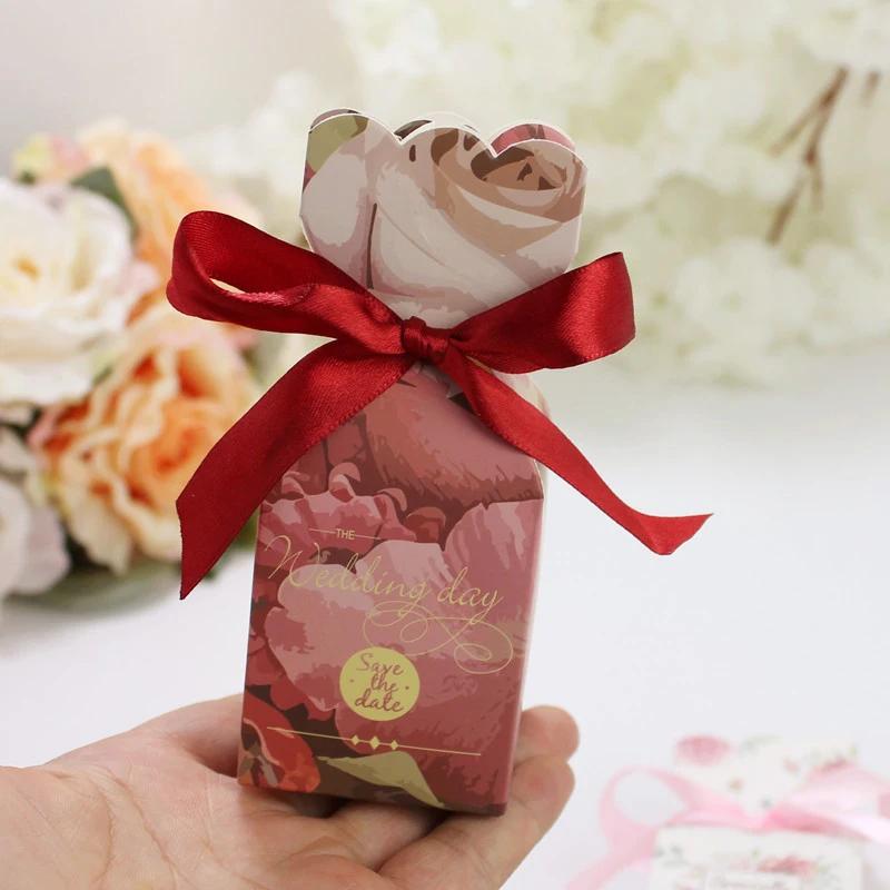 

Wedding Cake Candy Bag Giveaway W/ bow-knot Lace-up Giver's Pleasure 50PCS Favor Box