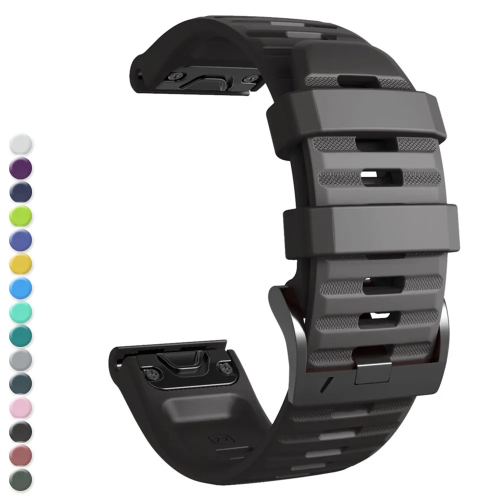 26mm Compatible with Fenix 6X Pro Bands Soft Silicone Easy Fit Watch Band Replacement for 6X/Fenix Pro/Fenix 5X | Наручные часы