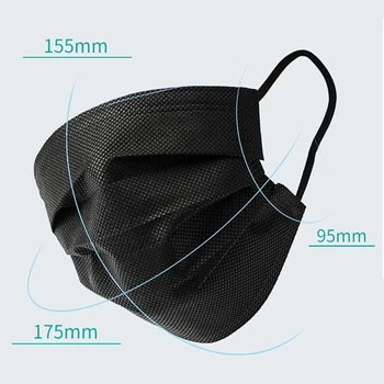 

50 PCs Mouth Mask Disposable Black 3 Layer Protection Face Mask Dust Proof Haze Masque Anti Pollution Face Filter Mask Anti Dust