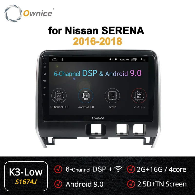 S1674 K3 LOW Ownice 2Din Android 9,0 4G LTE 360 панорама gps навигационная система K3 K5 K6 для Nissan Serena DSP SPDIF головное устройство - Цвет: S1674 K3 LOW