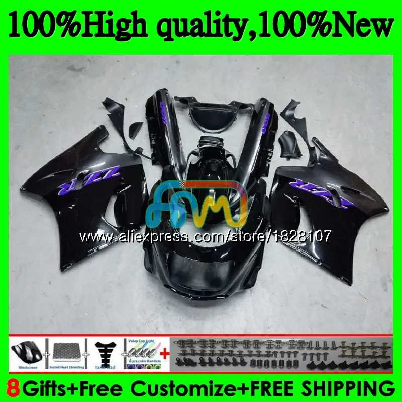ZX-11 для KAWASAKI ZX11 ZX-11R ZZR 1100 ZX 11R 8BS. 58 ZZR1100 ZX11R 93 94 95 96 97 1993 1994 1995 1996 1997 обтекатель черного и серого цвета - Цвет: No. 1