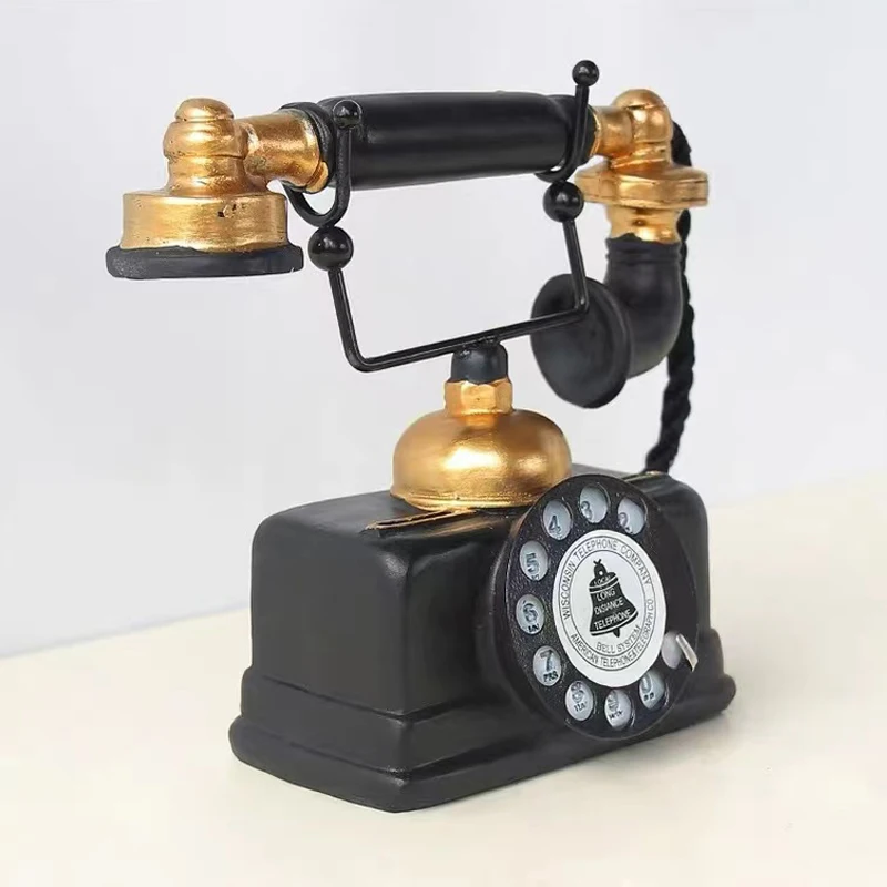 Retro American Industrial Wind Telephone Resin Model Decoration Living Room Simulation Crafts Wine Cabinet Decoration
