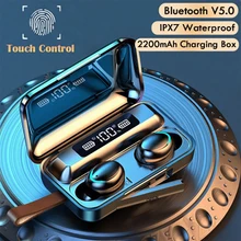 Écouteurs intra auriculaires sans fil Bluetooth 5.0 TWS F9, oreillettes stéréo 9D avec suppression du nez, boîte de chargement, microphone