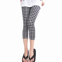 Calças de impressão das mulheres de alta qualidade capris cintura alta floral senhora leggings de fitness sétimo elástico magro curto leggings