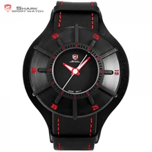 Шелковистые часы с акулой Для мужчин Спорт 3D ремесло черный, красный топ Элитный бренд часы Для мужчин из натуральной кожи, ремешок сзади чехол кварцевые часы