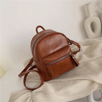 

Fashion Preppy Style Backpack Women PU Leather Bags Female Soft Vintage Small Backpacks 2020 New Bookbag Mochilas Para Mujer