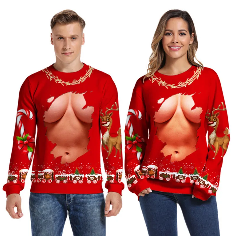 Одежда для влюбленных; свитер унисекс с 3D принтом; Новинка; Свитера и свитера; красивый Рождественский свитер; Забавный Рождественский свитер