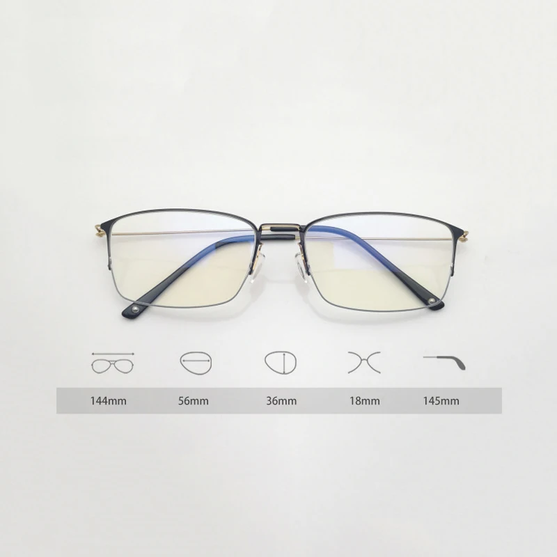 

ZT Manual Ultralight Pure Titanium Glasses Men Optical Spectacle Frames Denmark Semi-Rimless Screwless Prescription Eyeglasses