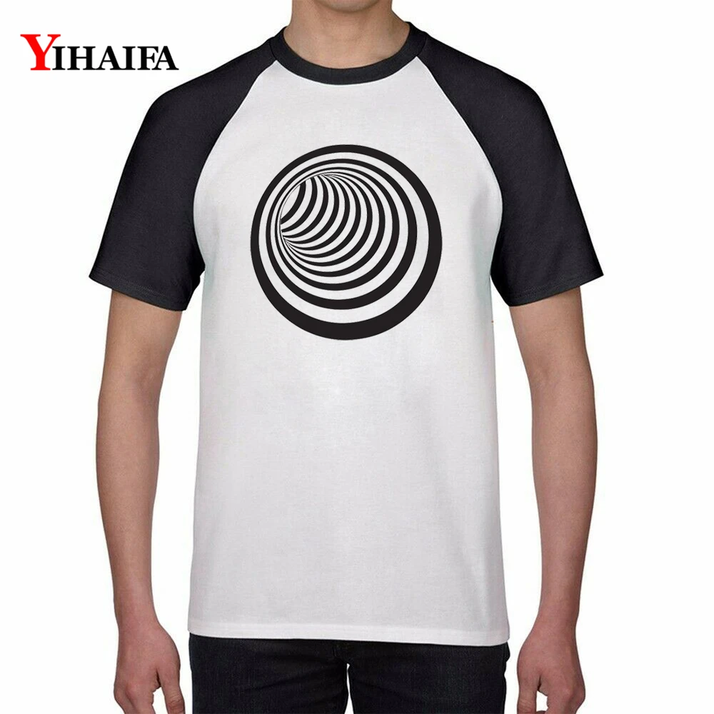 

bluza Print T Shirts Creative Hypnotic Swirl Raglan Tees Men Male Summer Short Sleeve White Unisex Cotton Casual Tops