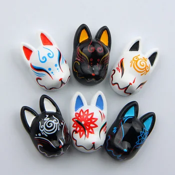 

1PC Japanese Fox Mask Miniature Figurines Cartoon Refrigerator Stickers Resin Crafts Home Decor Kitchen Decoration Accessories