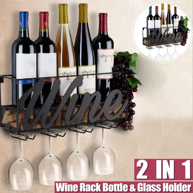 Portabottiglie in ferro montaggio a parete bicchiere da vino supporto per  appendere calice calici organizzatore di stoccaggio Rack Bar scaffale per  vino porta rotolo di carta - AliExpress