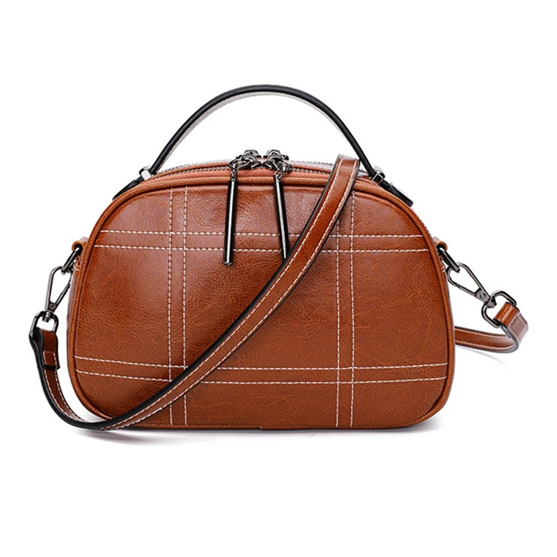 

Leather Shoulder Bag Fashion Pillow Bag Sewing Thread Portable Messenger Bag