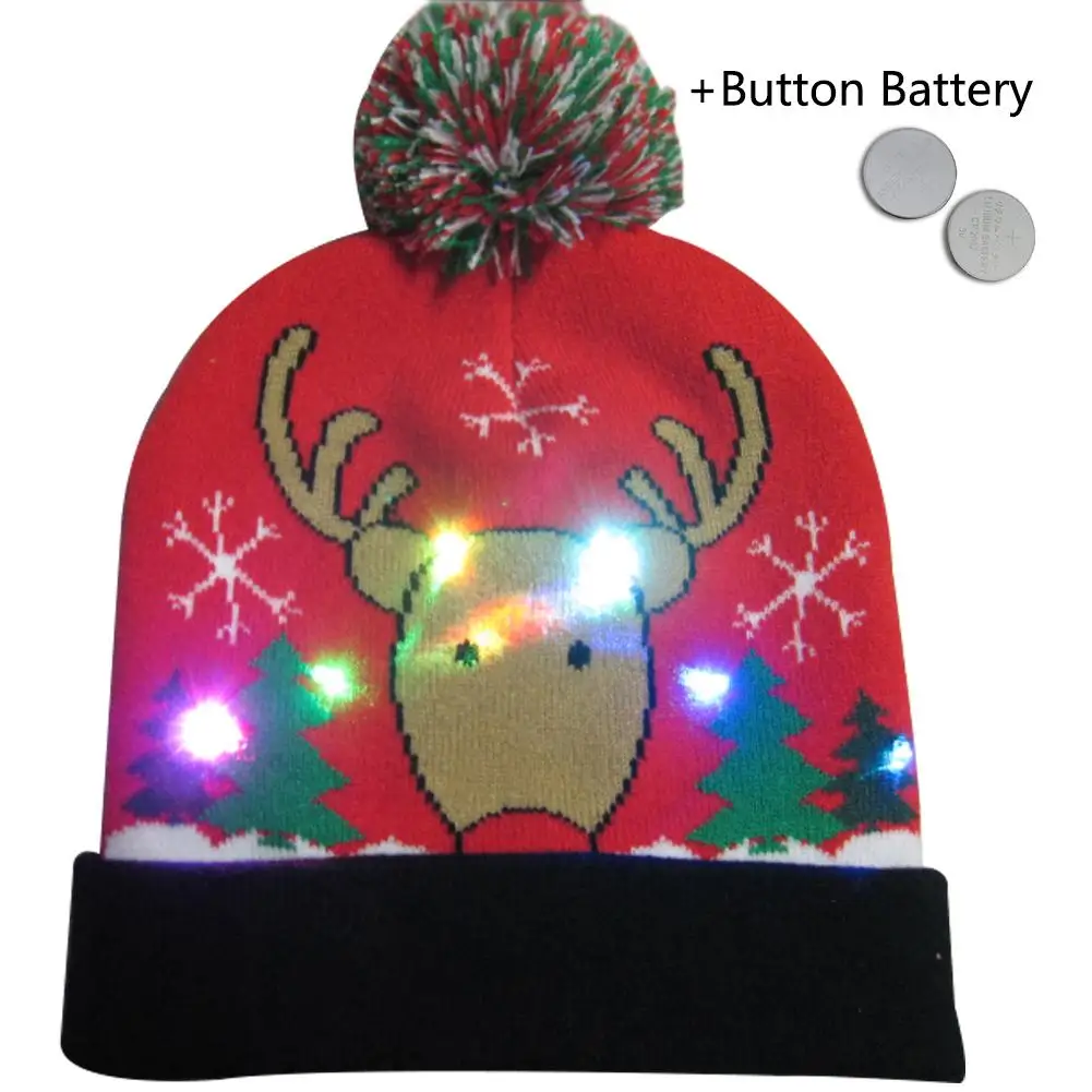 Рождественские шапки, СВЕТОДИОДНЫЙ Красочный светильник, Вязаная Шерстяная кепка, шляпа, Рождественская шапка Санты, светильник, вязаная шапка для детей и взрослых - Цвет: 111