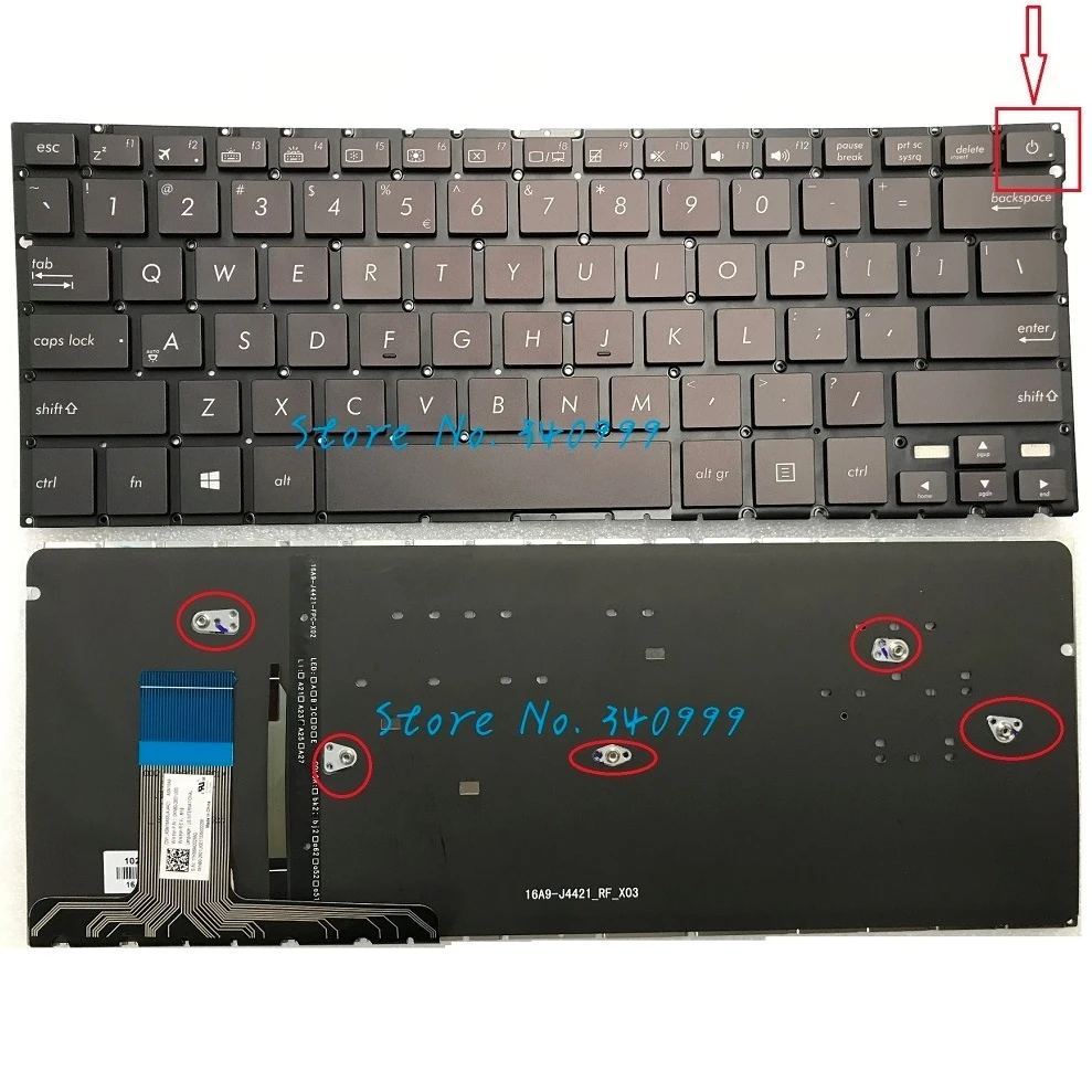 Novo para Asus Retroiluminado sem Moldura Teclado Eua Ux330 Ux330u Ux330ua U3000ua