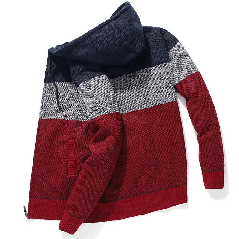 

2020 New winter Men's high quality Knitted thicken Mens Coats Hood Male Sweater Casual Keep warm Male Cardigan Sweaters Men