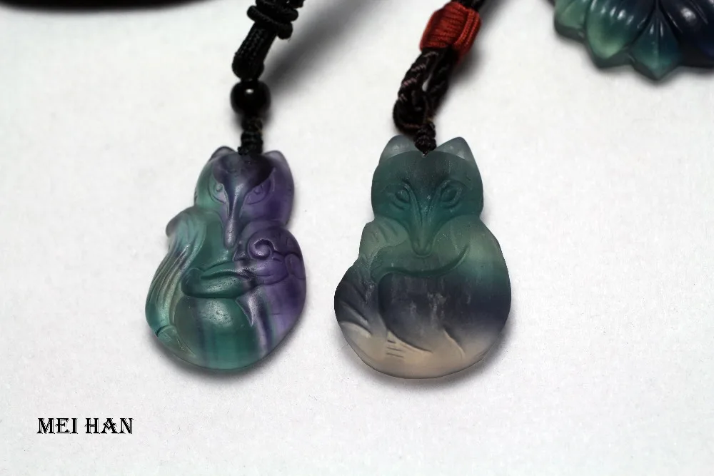 Meihan Природный Флюорит лиса и цветок резной ручной работы для изготовления ювелирных изделий дизайн DIY браслет подарок
