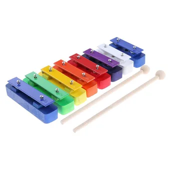 

8-Notes Xylophone Aluminum Plate Wood Base Hand Percussion with 2 Pcs Mallets Glockenspiel Piano Toys