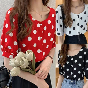 

The only product in the entire network Fashion Women Casual Short Sleeve Polka Dot O-Neck Casual Tops Button Shirts fashion