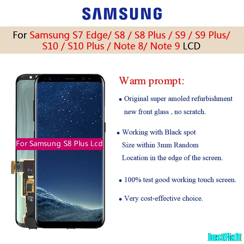 

Touch Screen Digitizer With Frame For Samsung Galaxy S8 S8 plus G950f G950 G955 G955F Defect Lcd Display Original Super AMOLED