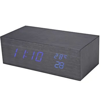 

New LED Digital Alarm Clock Despertador Sound Control USB/AAA Temperature Display Electronic Wooden 4 Colors Desktop Table Clock