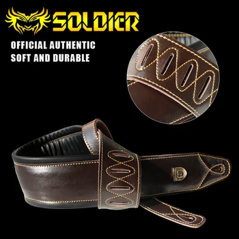 

100% handmade guitar electric guitar bass straps crafted Super Wide 3.5" Dark Brown Leather Double Padded guitar Strap
