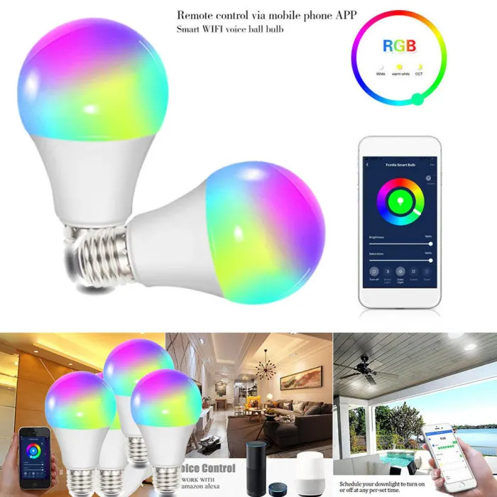 E27/B22/E14 Smart WiFi Светильник лампы светодиодный Красочные лампы для Alexa Google Home SF66
