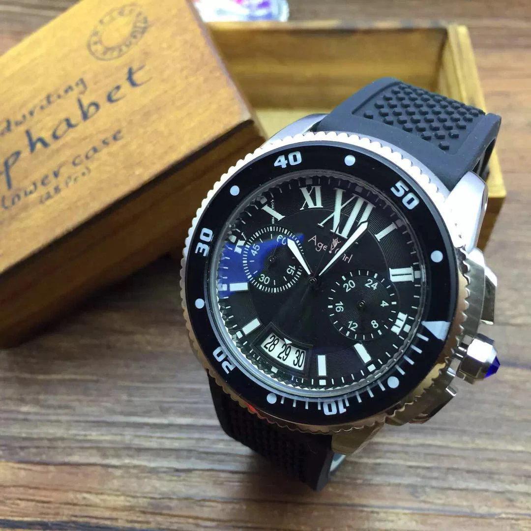 

Luxury Brand New Men Watch Quartz Chronograph Stopwatch Stainless Steel Watches Sapphire Rose Gold Silver White Rubber Watches