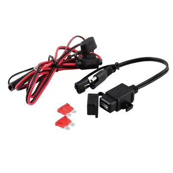 

Waterproof Motorcycle 12V Quick Connector Inline Fuse USB Phone GPS Charger Cable Adapter 2.1A Dual Charging Mounting
