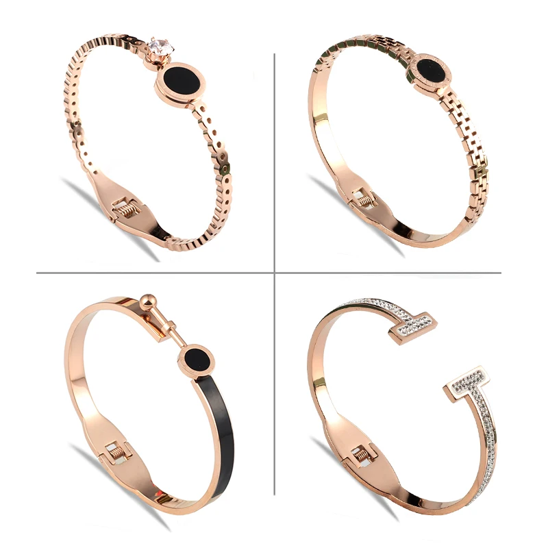 URSJEWELRY розовый золотой браслет на запястье браслеты для женщин сделаны из нержавеющей стали 316L гипоаллергенные римские ювелирные изделия с цифрами
