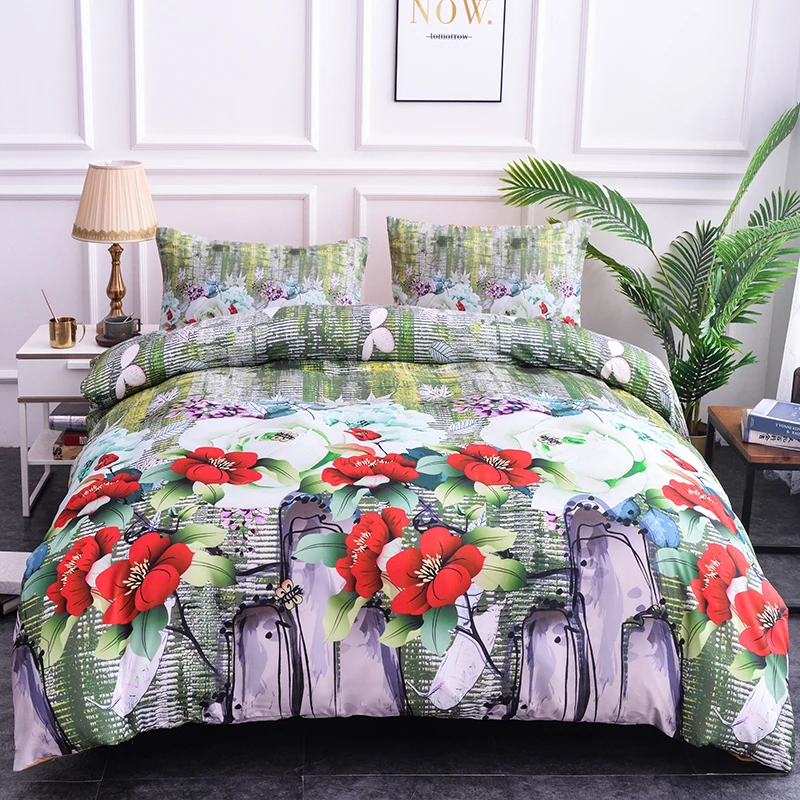 Роскошный цветочный пододеяльник набор 3D набор постельных принадлежностей одеяло наволочка, накидки набор из стеганого одеяла и покрывала один/Твин/Полный/королева/король Размер - Цвет: Set 5