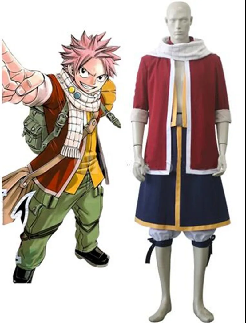 

S-3XL Tailored Anime Fairy Tail Cosplay Etherious Natsu Dragneel High Quality Uniform Cos Halloween party Costume Set