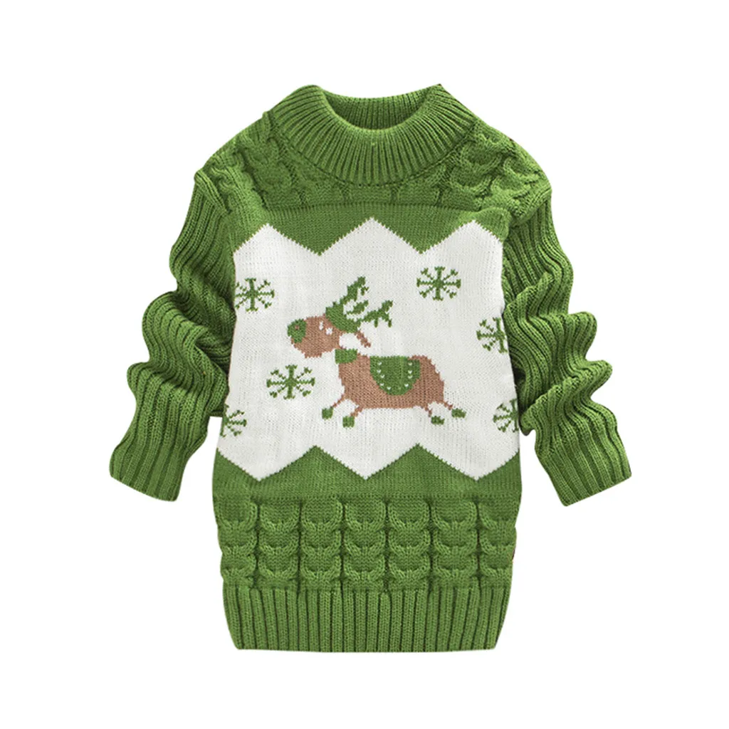 Свитер с рисунком медведя для маленьких мальчиков и девочек зимний теплый свитер с длинными рукавами для малышей вязаное крючком для детей повседневная верхняя одежда - Цвет: Green