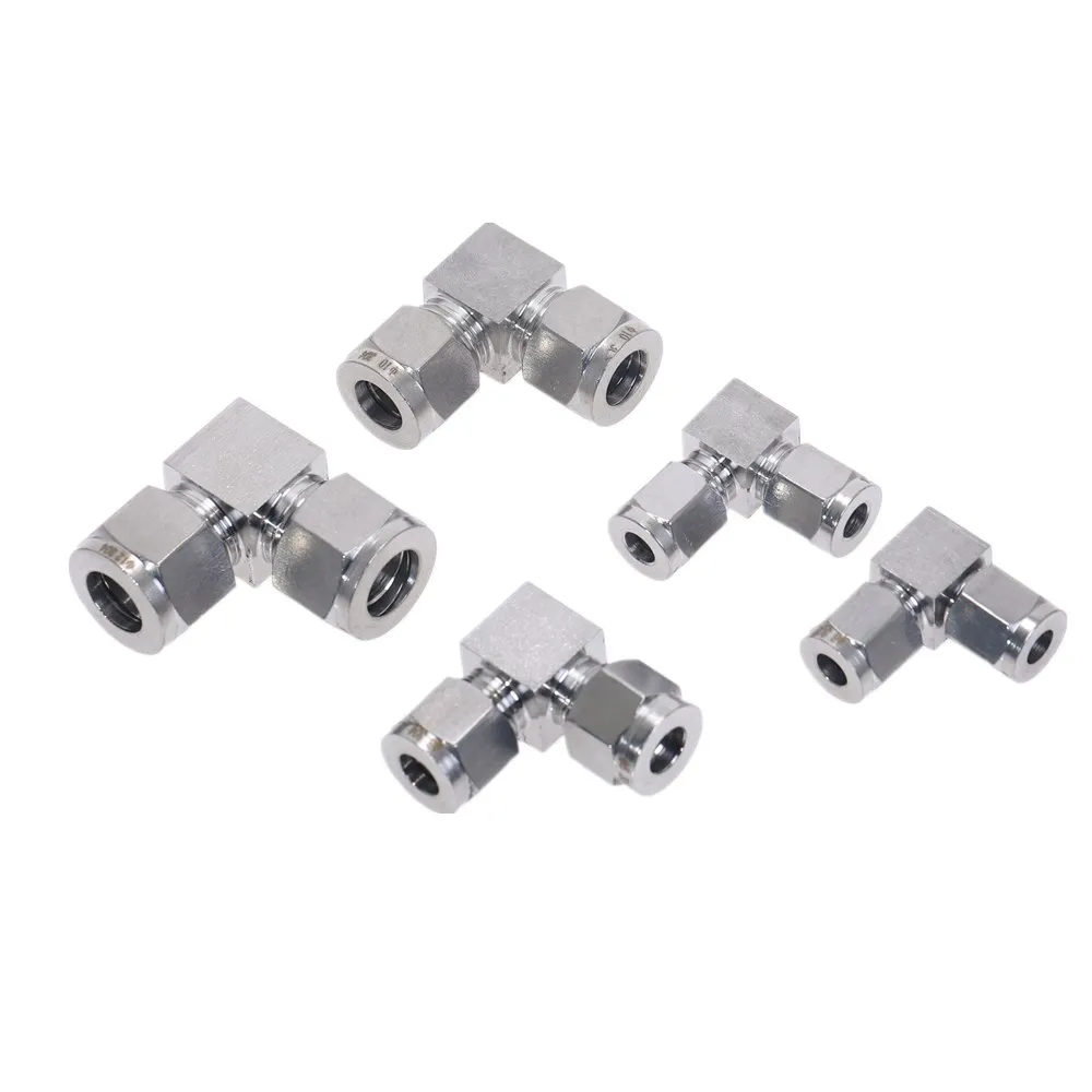 

Stainless Steel Pipe Fittings 304 Two Ferrule O.D 3 4 6 8 10 12 1/8" 1/4" 3/8" 90 Degree CURVE Tube Fitting Ferrule Connector