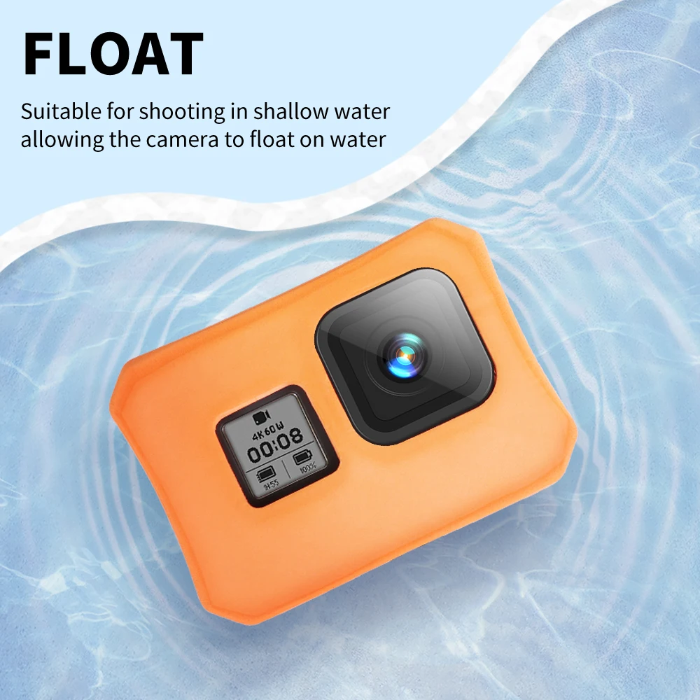 Оранжевый плавающий чехол Защитный для серфинга Gopro Hero 8 Черный Водный аксессуар