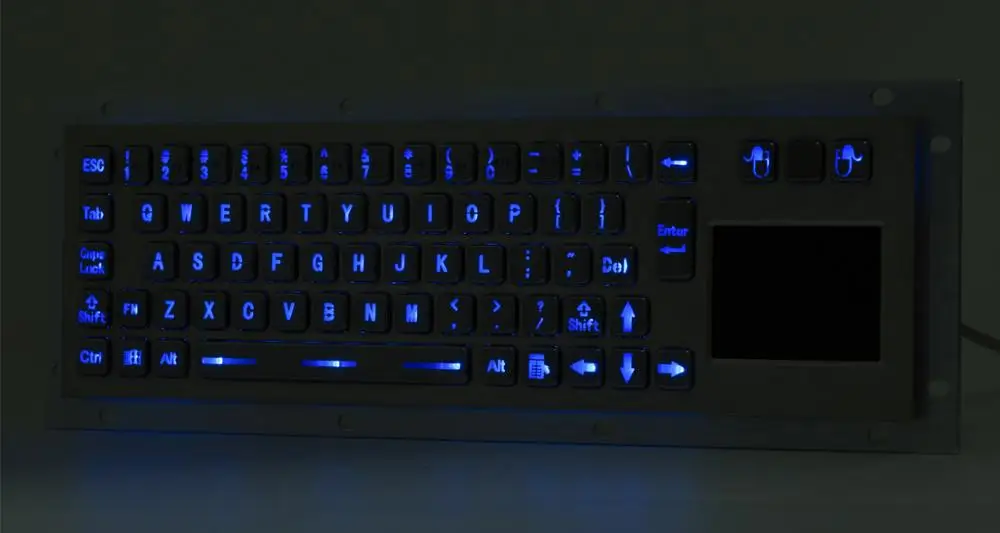 USB клавиатура для киоска из нержавеющей стали IP65 с подсветкой и тачпадом