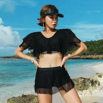 

Plus Size Bathing Suits Girl Swim Wear Surf Women Girls Rash Guard Swimsuit Split Swimsuits With Skirt For Two Piece Set Sexy