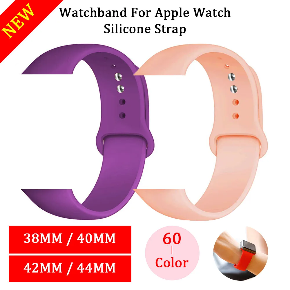 Ремешок силиконовый для Apple Watch Series 5/4 42 мм 44 мягкий сменный Браслет iwatch 3/2/1 38 40 |