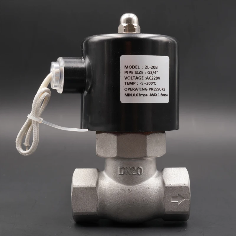 1/4"-2" 304 Stainless Steel Solenoid Valve Air Water Normally Open DC24V AC220V 
