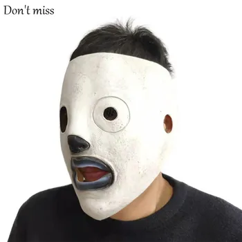 

Band Half Face Halloween Funny Mask Milky White Funny Halloween Ornaments Big Eyes Staring Small Eyes Halloween Party Props