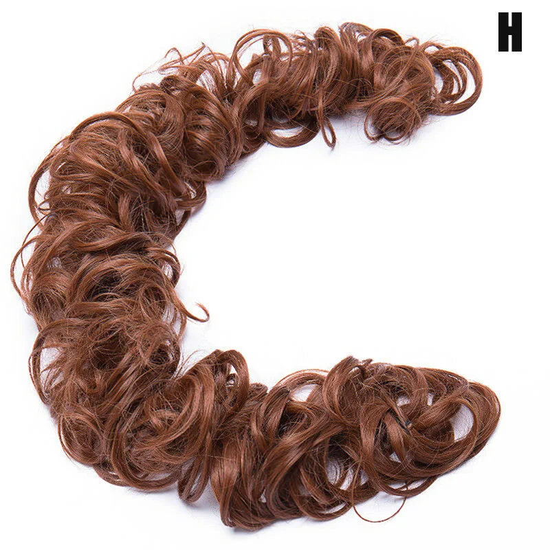 Кудрявые тепловые волосы булочки стойкие синтетические шиньоны эластичная резинка для волос удлиняющие волнистые грязные натуральные головные уборы длинный хвост - Цвет: H