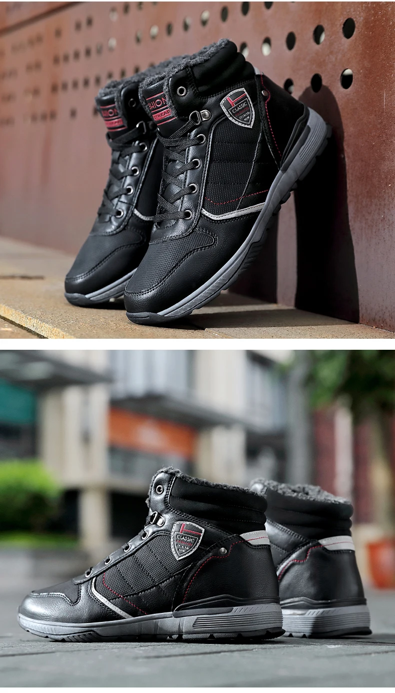 UEXIA Мужская обувь; мужские ботинки; коллекция года; Зимние теплые плюшевые ботинки на меху; нескользящие мужские замшевые кроссовки на шнуровке; нескользящая обувь; botas