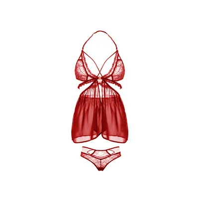Сексуальное женское нижнее белье, ночная рубашка, ночное белье, кружевное Ночное платье, домашнее платье, ночная рубашка, ночные рубашки для женщин - Цвет: Красный