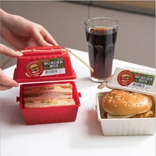 Home Hamburger Storage Box Bento Sandwich Crisper Sealed and Portable Rice Warmer Storage Containers
