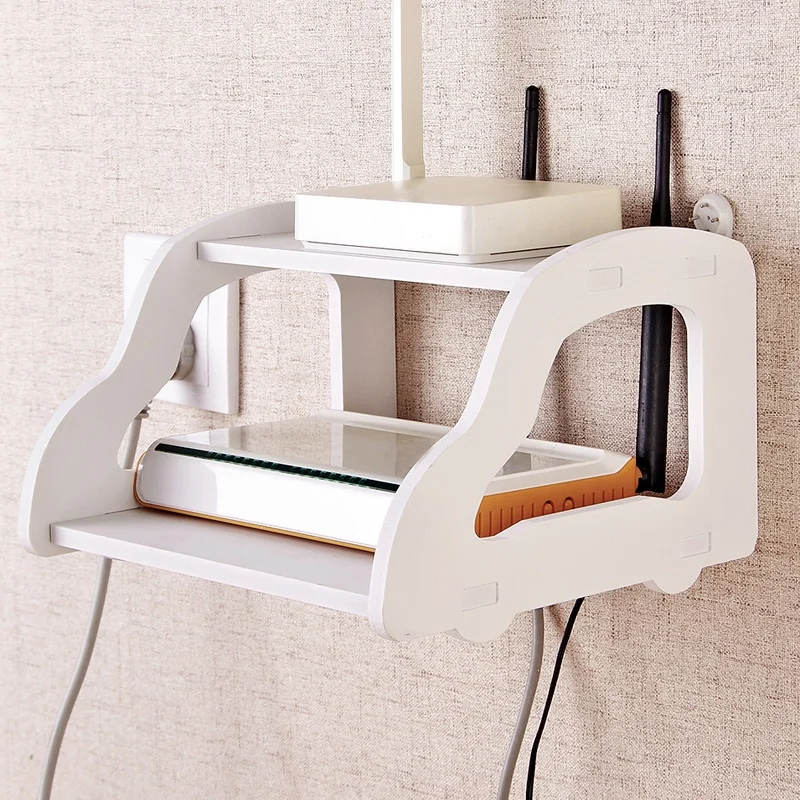 

Sitting Room Telephone Storage Rack Routers Receive Frame Hollow Out Double Set-Top Box Shelf Modeling From Shelf on the Wall