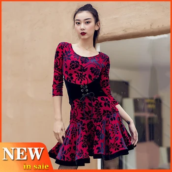 

2019 New Latin Dance Dress Autumn Dress Women Modern Dance Wear Performance Outfit Rumba Dance Costume Adult Latin Dress BL2922