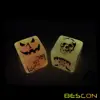 Set of 6 Bescon Luminous Halloween Dice 6 Sides, Glow in Dark 6 Sided Halloween Dice Set in Velvet Pouch 4