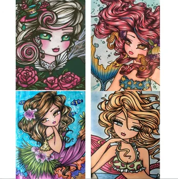 

5d diy diamond mosaic cartoon fairy Innovation diamond painting full square round embroidery sale big eye girl mosaic art N621
